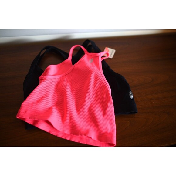 Free People BLACK Make a Move Bra Large and Hot Pink Happiness runs crop top m/l - Picture 1 of 15